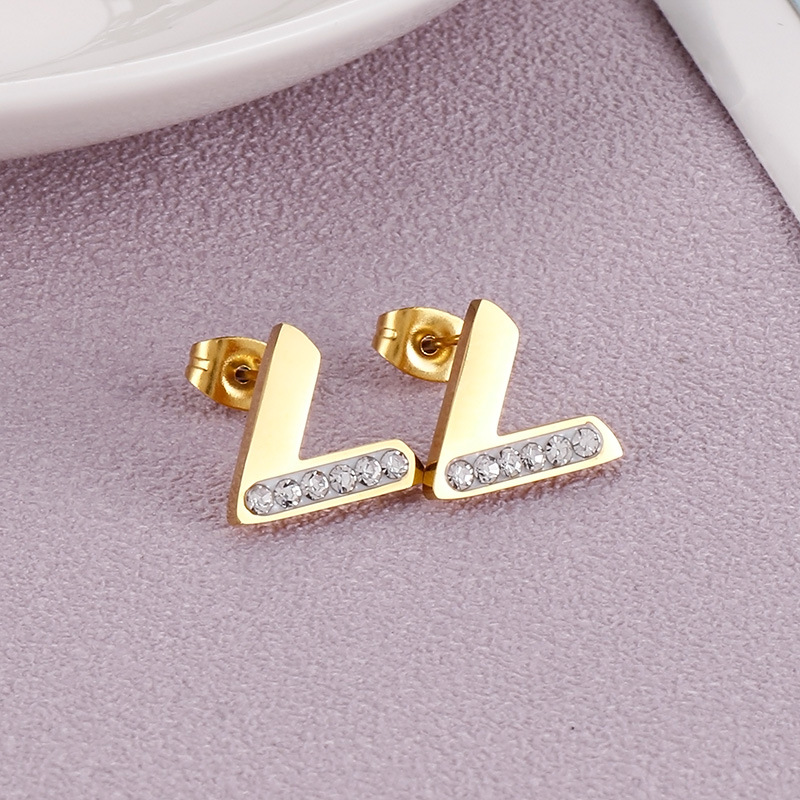 1 Piece Basic Triangle Plating Inlay Stainless Steel Rhinestones 18K Gold Plated Ear Studs display picture 1