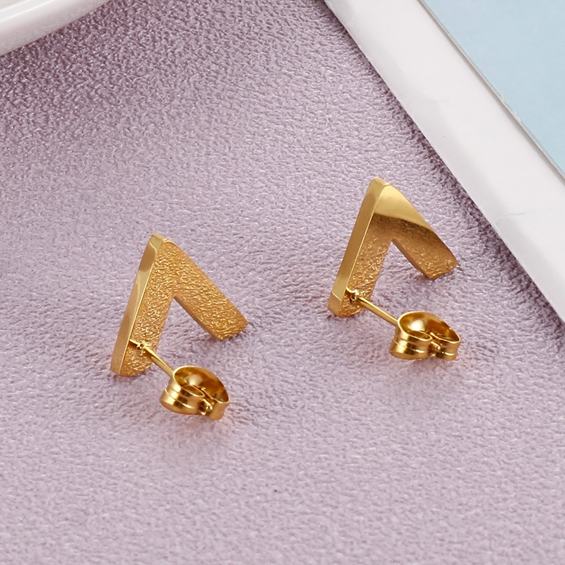 1 Piece Basic Triangle Plating Inlay Stainless Steel Rhinestones 18K Gold Plated Ear Studs display picture 2