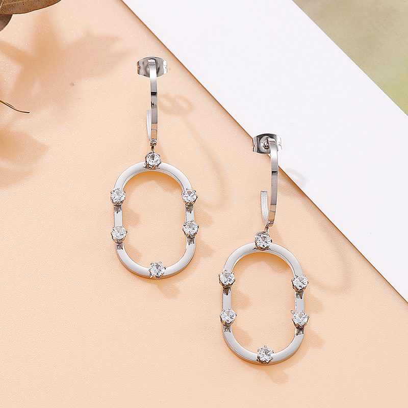 1 Pair Simple Style Geometric Solid Color Plating Titanium Steel Drop Earrings display picture 1