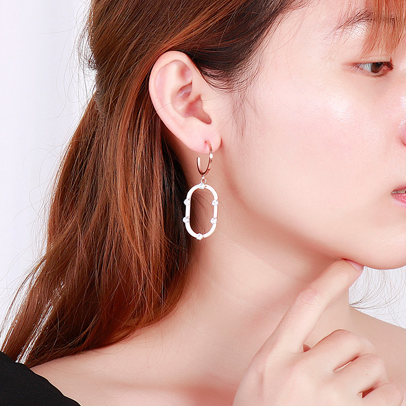 1 Pair Simple Style Geometric Solid Color Plating Titanium Steel Drop Earrings display picture 8