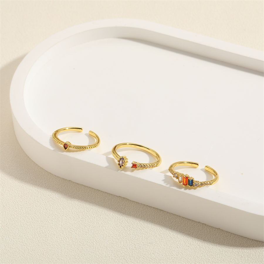 Elegant Simple Style Water Droplets Horse Eye Copper Plating Inlay Zircon 14k Gold Plated Open Rings display picture 7