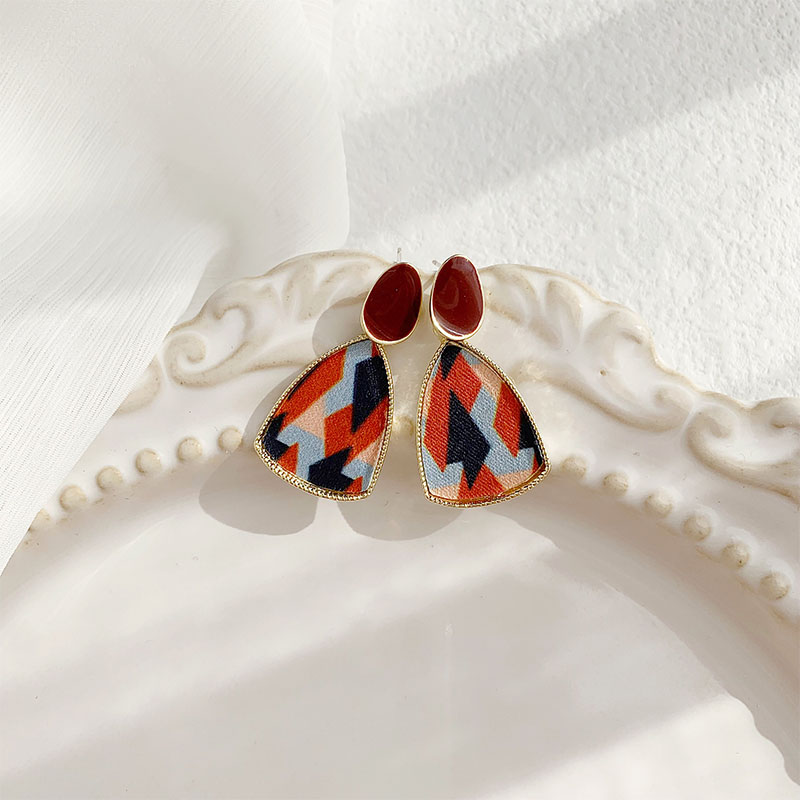1 Pair Vintage Style Color Block Enamel Plating Alloy Gold Plated Drop Earrings display picture 2