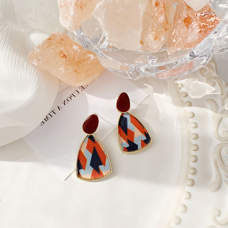 1 Pair Vintage Style Color Block Enamel Plating Alloy Gold Plated Drop Earrings display picture 3