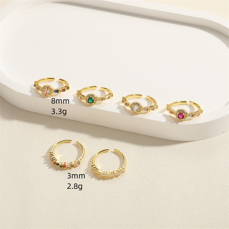 Vintage Style Simple Style Round Copper Plating Inlay Zircon 14k Gold Plated Open Rings display picture 7