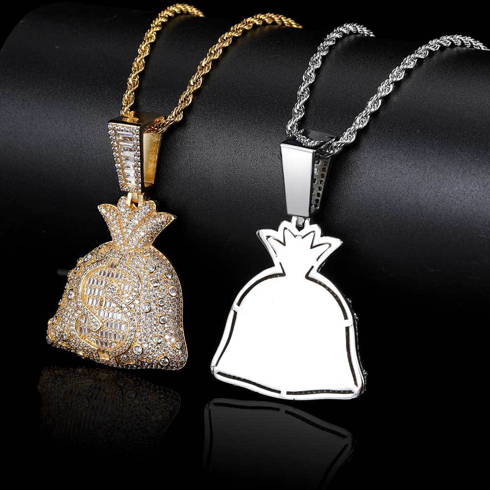 Hip-hop Purse Copper Plating Inlay Zircon Gold Plated Unisex Pendant Necklace display picture 3