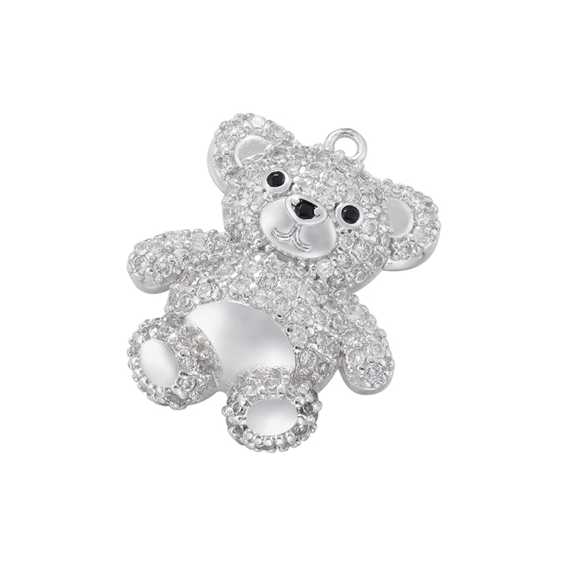 Cute Sweet Little Bear Copper Plating Inlay Zircon 18k Gold Plated Charms display picture 1