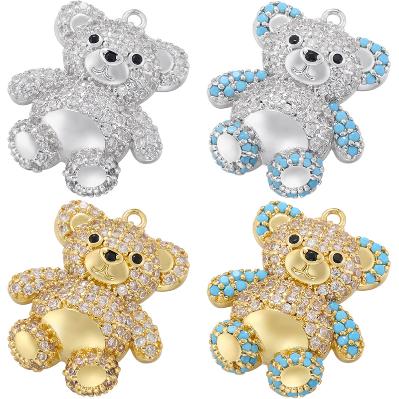 Cute Sweet Little Bear Copper Plating Inlay Zircon 18k Gold Plated Charms display picture 5