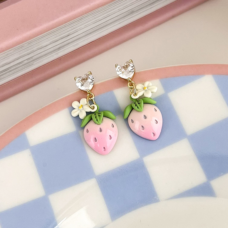 1 Par Lindo Pastoral Fresa Cobre Pendientes De Gota display picture 7