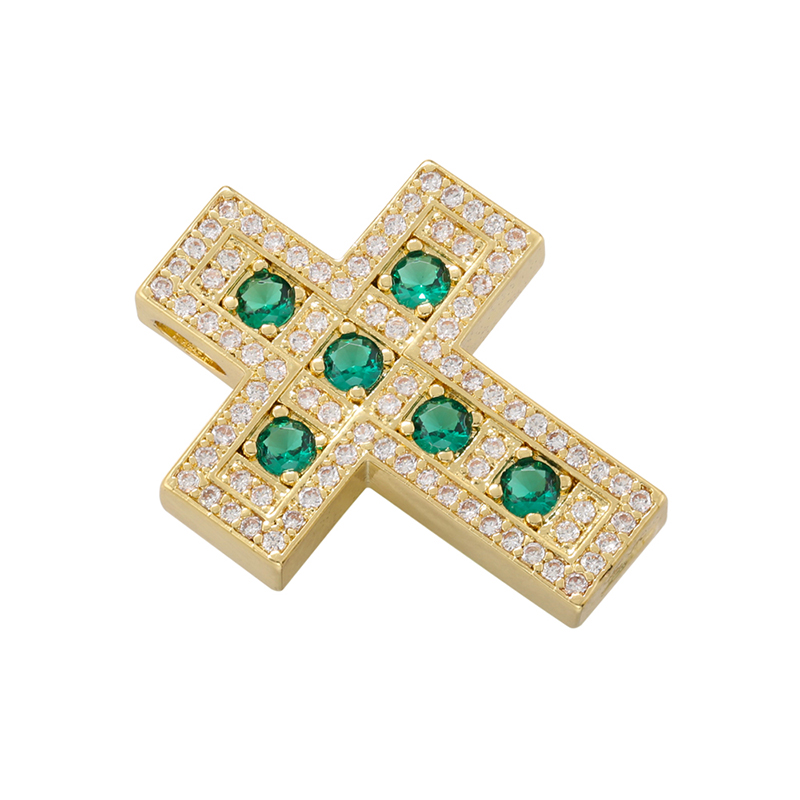Hip-hop Retro Cross Copper Plating Inlay Zircon 18k Gold Plated Charms display picture 6