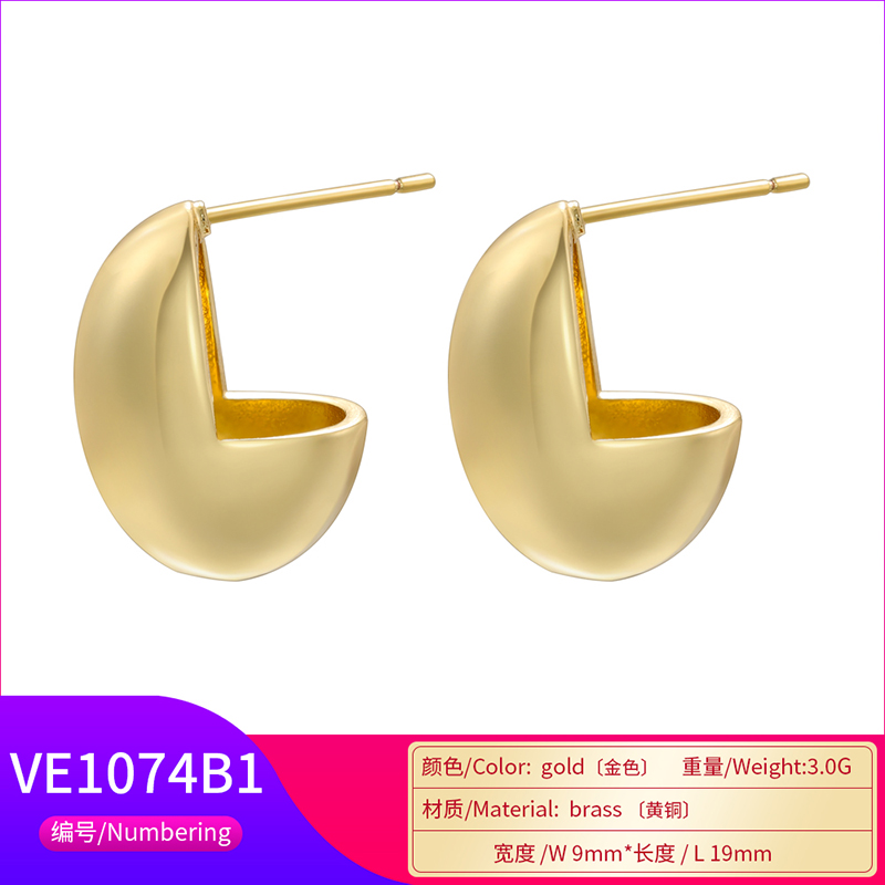 1 Pair Casual C Shape Spiral Stripe Plating Copper 18k Gold Plated Ear Studs display picture 15