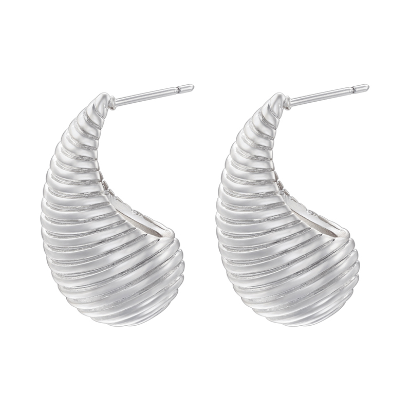 1 Pair Casual C Shape Spiral Stripe Plating Copper 18k Gold Plated Ear Studs display picture 7