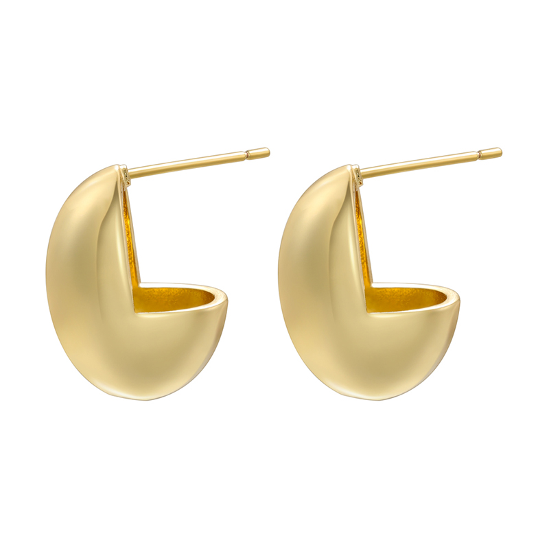 1 Pair Casual C Shape Spiral Stripe Plating Copper 18k Gold Plated Ear Studs display picture 3