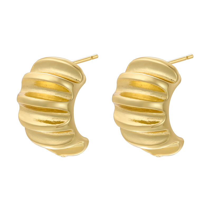 1 Pair Casual C Shape Spiral Stripe Plating Copper 18k Gold Plated Ear Studs display picture 10