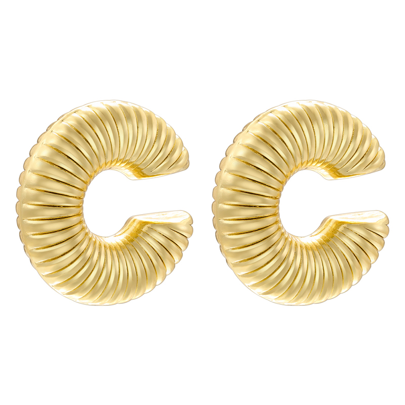 1 Pair Casual C Shape Spiral Stripe Plating Copper 18k Gold Plated Ear Studs display picture 18