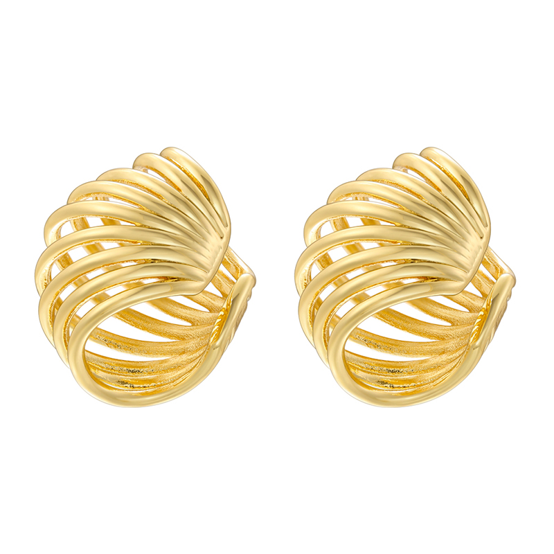 1 Pair Casual C Shape Spiral Stripe Plating Copper 18k Gold Plated Ear Studs display picture 17