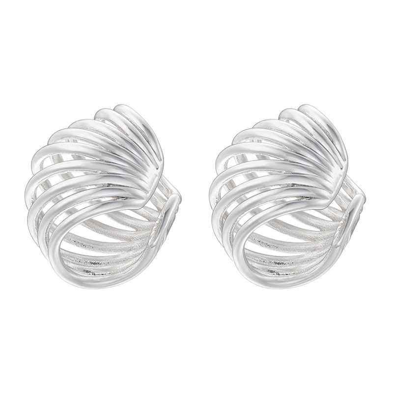 1 Pair Casual C Shape Spiral Stripe Plating Copper 18k Gold Plated Ear Studs display picture 14