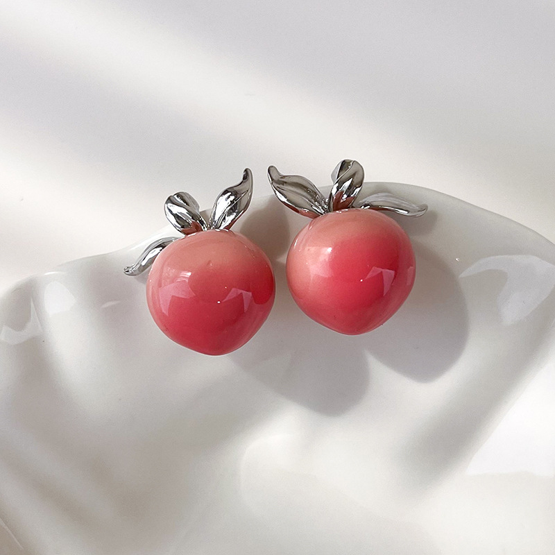 1 Pair Casual Simple Style Peach Plating Alloy White Gold Plated Ear Studs display picture 3