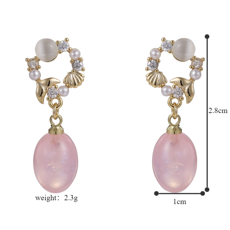 1 Pair Casual Mermaid Plating Inlay Copper Zircon White Gold Plated Gold Plated Drop Earrings display picture 13