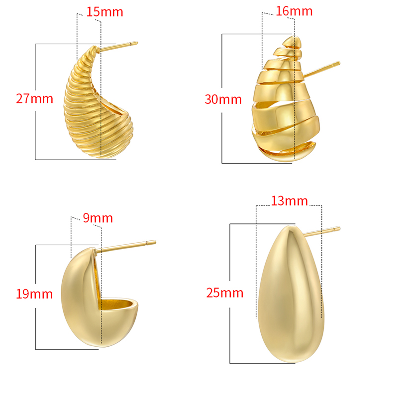 1 Pair Casual C Shape Spiral Stripe Plating Copper 18k Gold Plated Ear Studs display picture 29