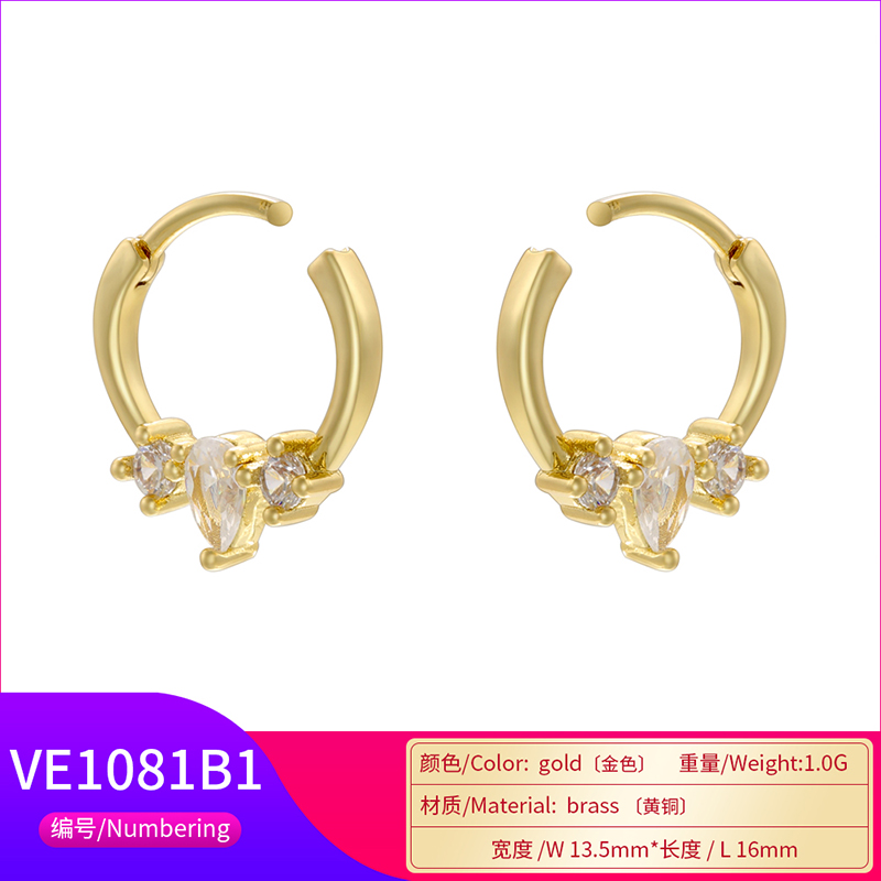 Wholesale Jewelry Ig Style Vintage Style U Shape Steel Zircon 18k Gold Plated Plating Inlay Ear Studs display picture 8