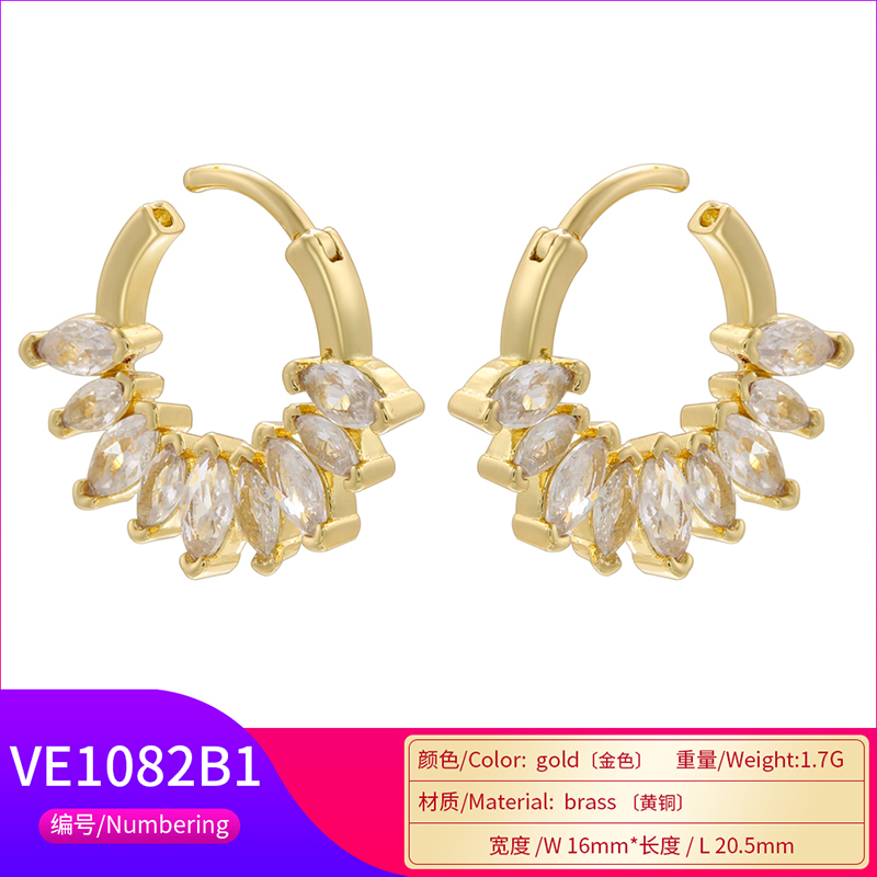Wholesale Jewelry Ig Style Vintage Style U Shape Steel Zircon 18k Gold Plated Plating Inlay Ear Studs display picture 9