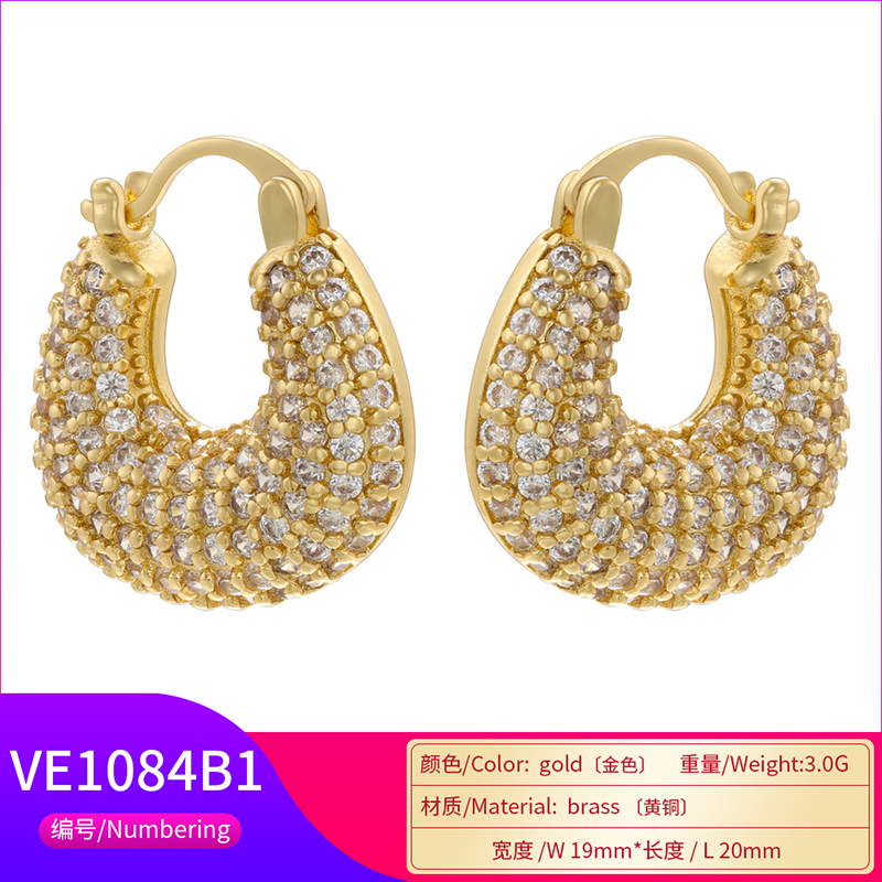 Wholesale Jewelry Ig Style Vintage Style U Shape Steel Zircon 18k Gold Plated Plating Inlay Ear Studs display picture 11