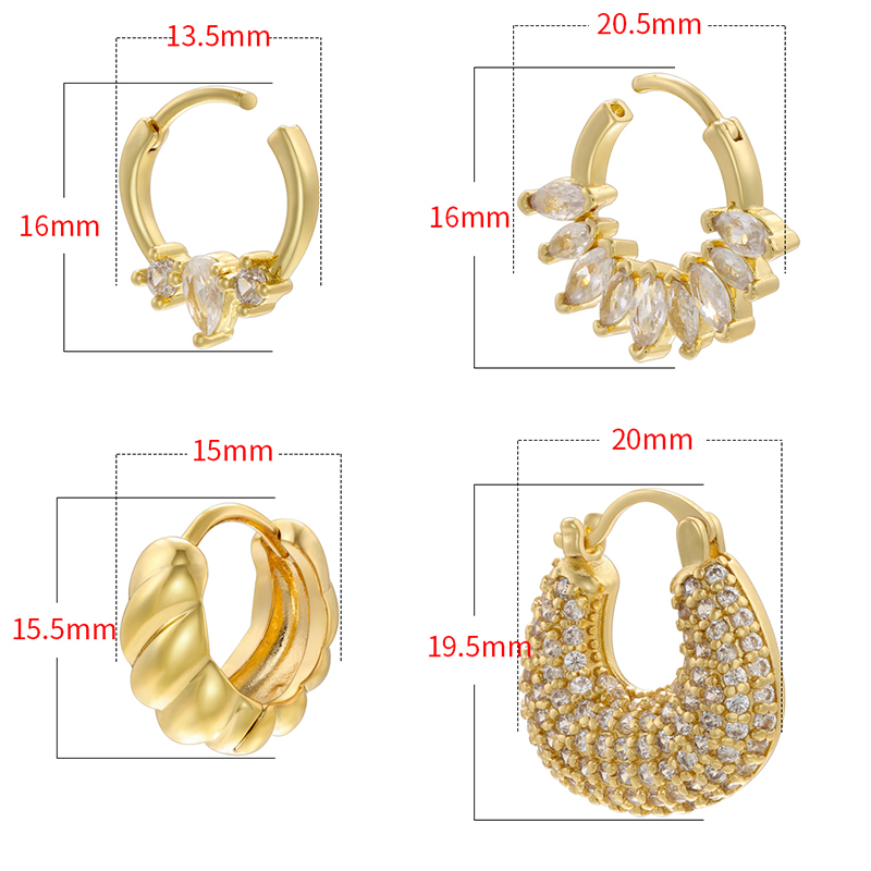 Wholesale Jewelry Ig Style Vintage Style U Shape Steel Zircon 18k Gold Plated Plating Inlay Ear Studs display picture 12