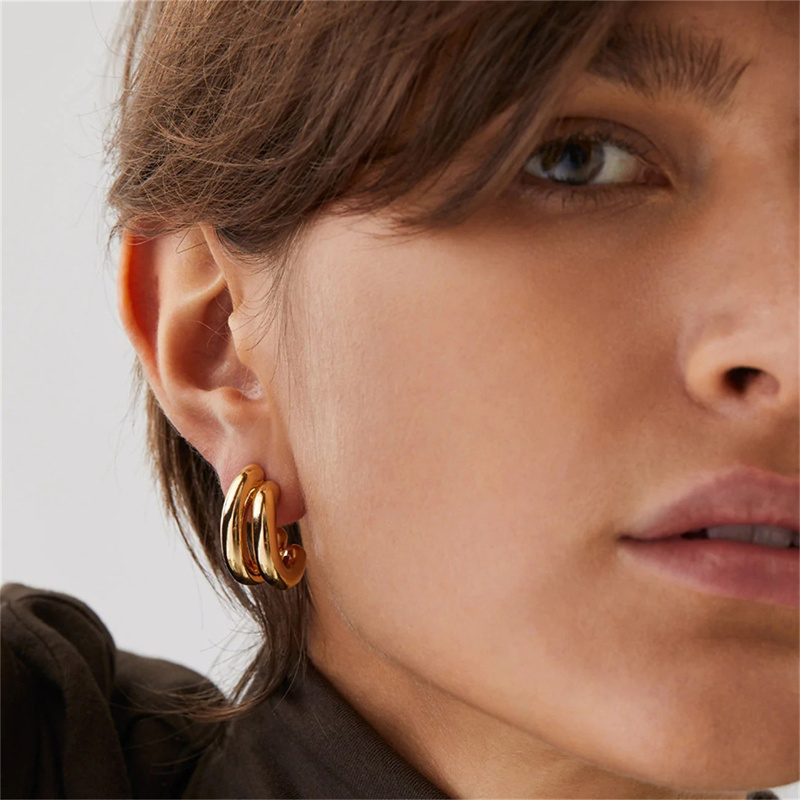 1 Pair Casual Simple Style Solid Color Plating Copper Gold Plated Silver Plated Ear Studs display picture 1