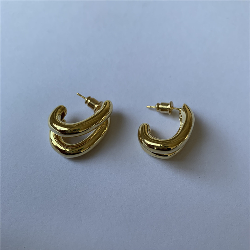 1 Pair Casual Simple Style Solid Color Plating Copper Gold Plated Silver Plated Ear Studs display picture 5