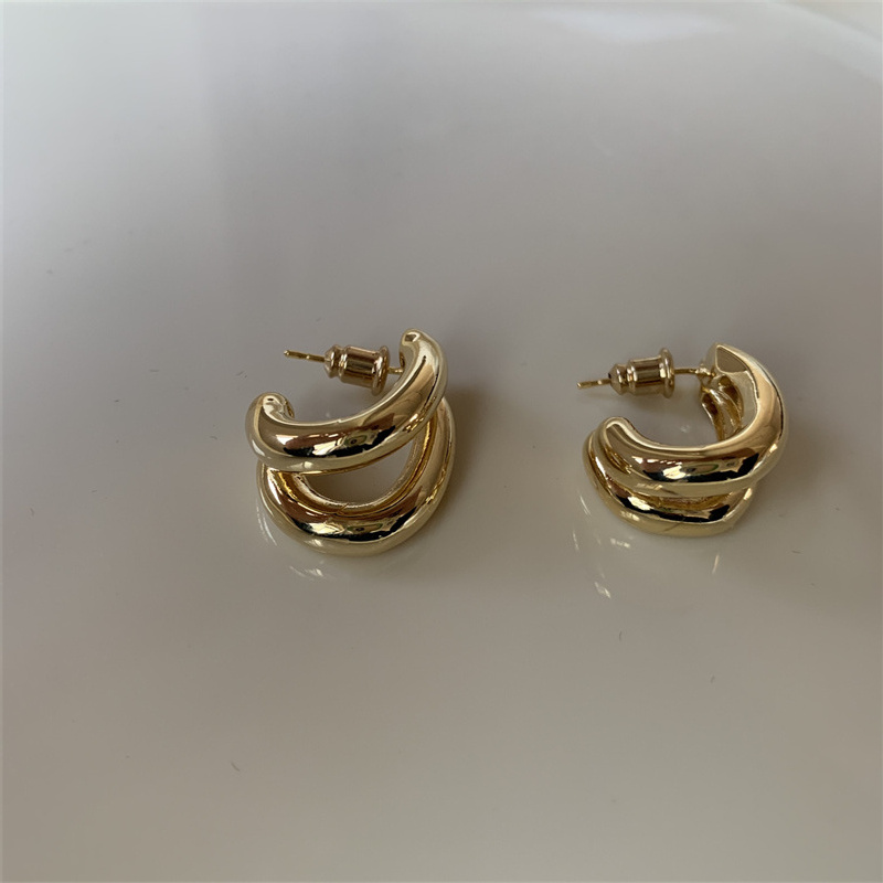 1 Pair Casual Simple Style Solid Color Plating Copper Gold Plated Silver Plated Ear Studs display picture 7