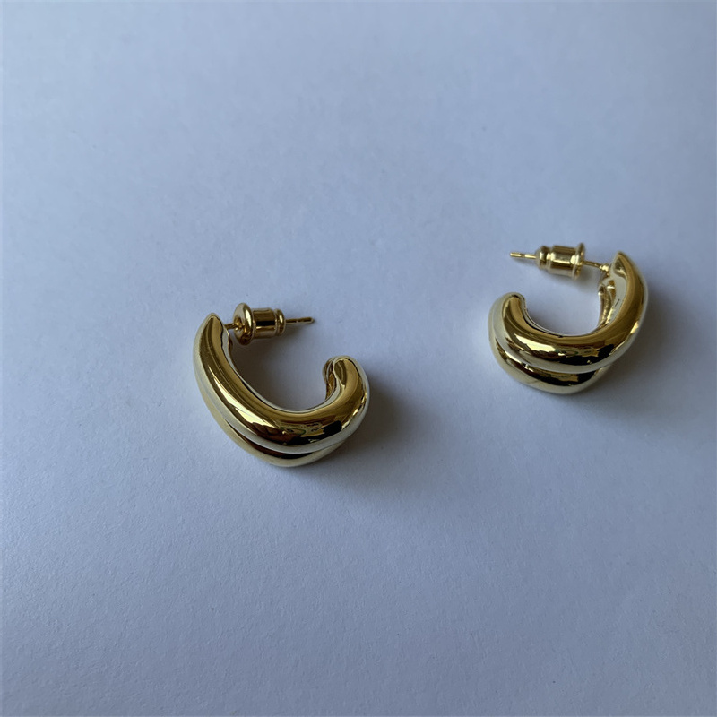 1 Pair Casual Simple Style Solid Color Plating Copper Gold Plated Silver Plated Ear Studs display picture 9