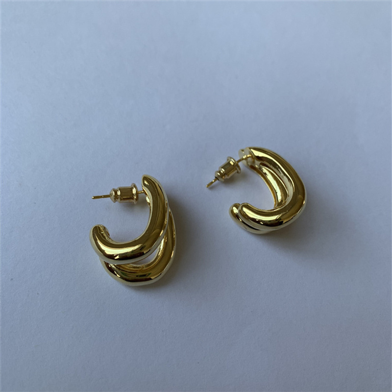 1 Pair Casual Simple Style Solid Color Plating Copper Gold Plated Silver Plated Ear Studs display picture 8