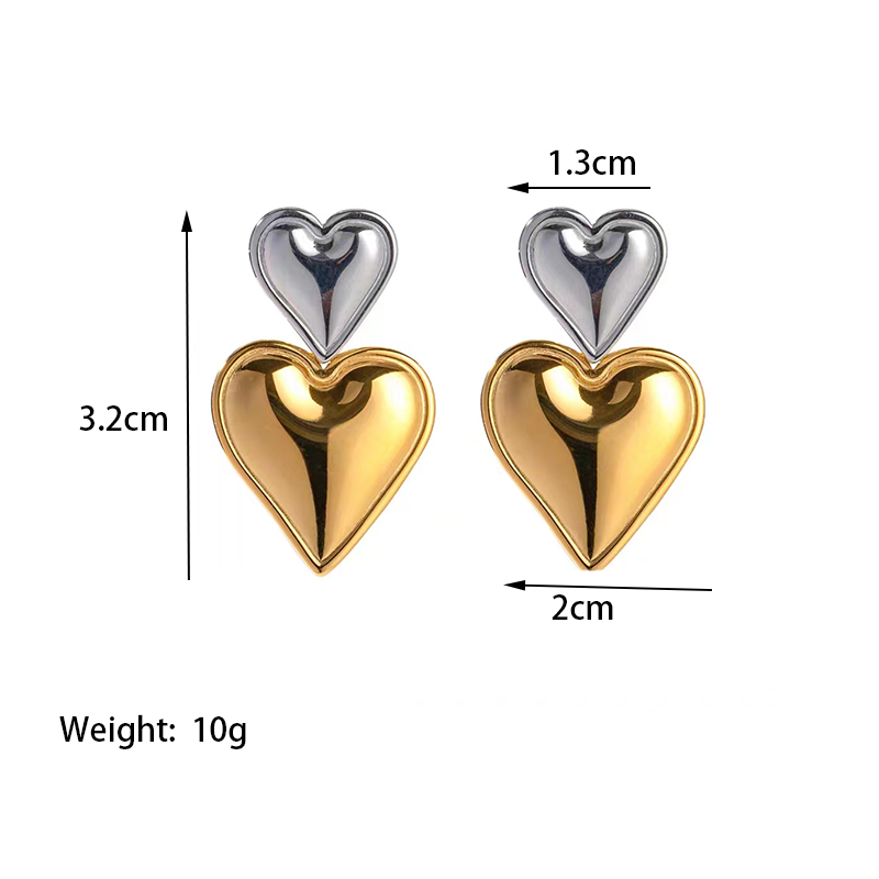 1 Piece Classic Style Commute Heart Shape Plating 304 Stainless Steel 18K Gold Plated Drop Earrings display picture 4