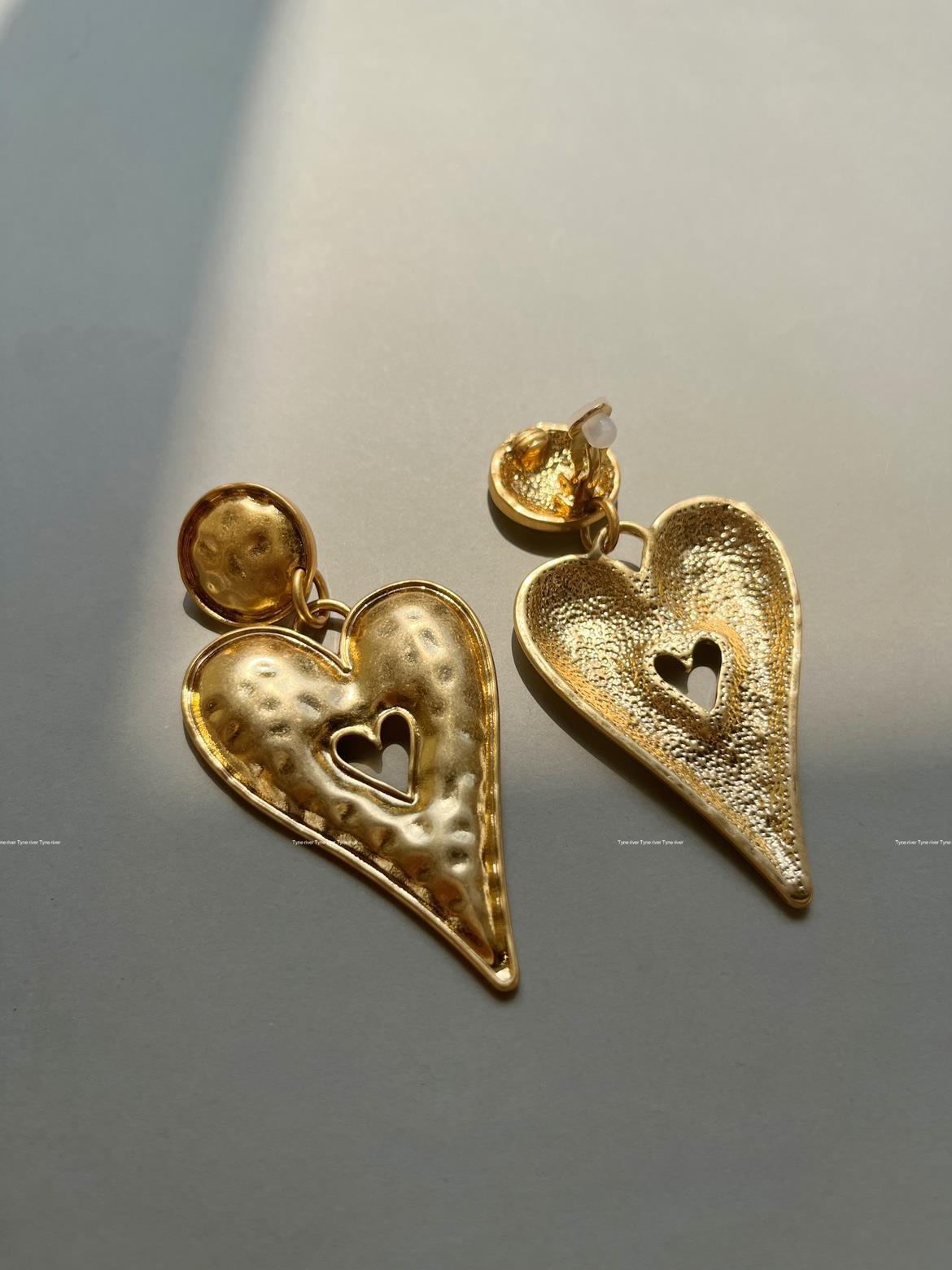1 Pair Simple Style Classic Style Heart Shape Plating Metal Gold Plated Drop Earrings display picture 4