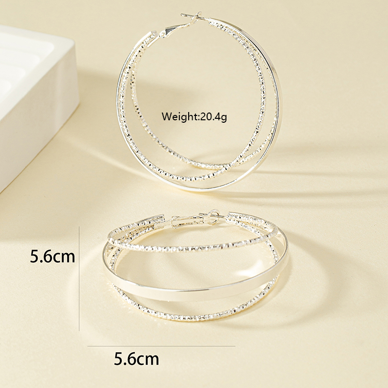 1 Pair Rock Romantic Classic Style Circle Layered Plating Alloy Ferroalloy 14k Gold Plated Hoop Earrings display picture 8