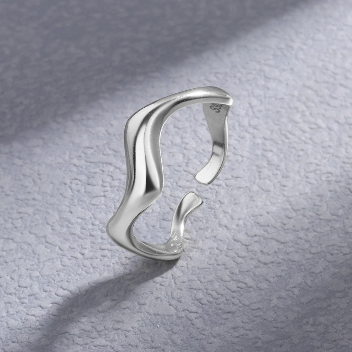 Ig Style Simple Style Waves Solid Color Sterling Silver Plating Open Rings display picture 7