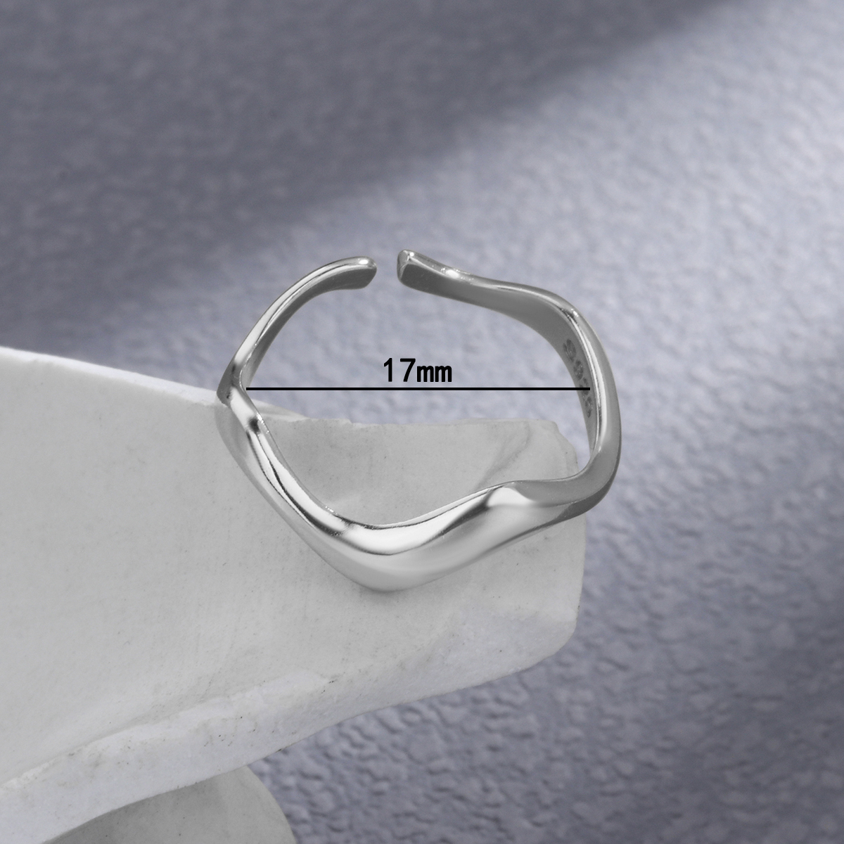 Ig Style Simple Style Waves Solid Color Sterling Silver Plating Open Rings display picture 1
