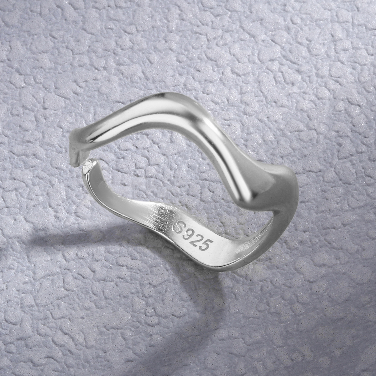 Ig-stil Einfacher Stil Wellen Einfarbig Sterling Silber Überzug Offener Ring display picture 3