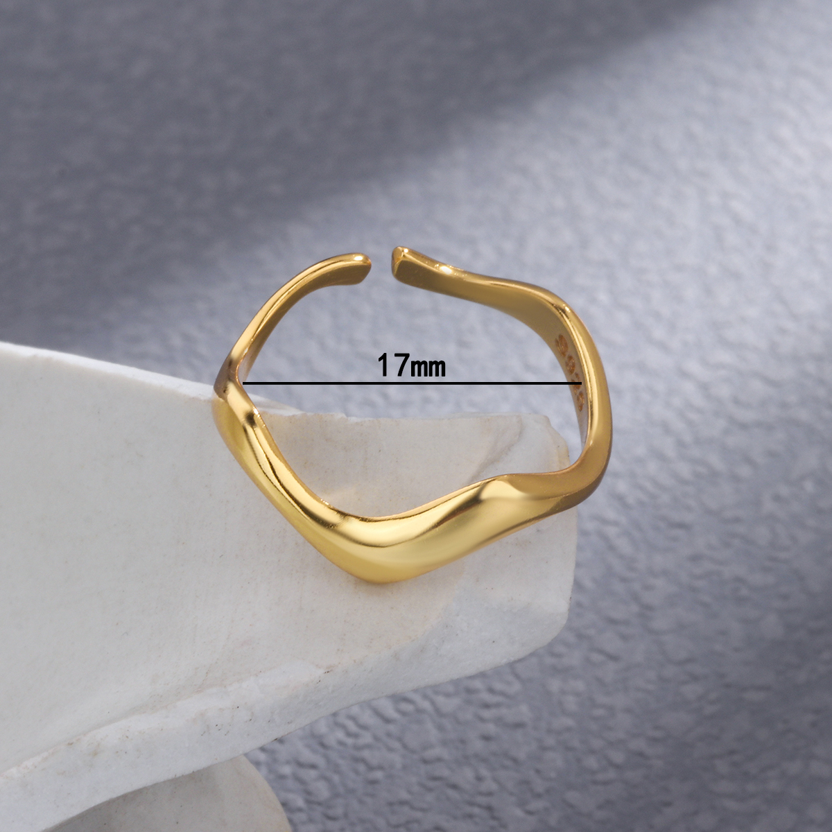 Ig Style Simple Style Waves Solid Color Sterling Silver Plating Open Rings display picture 4