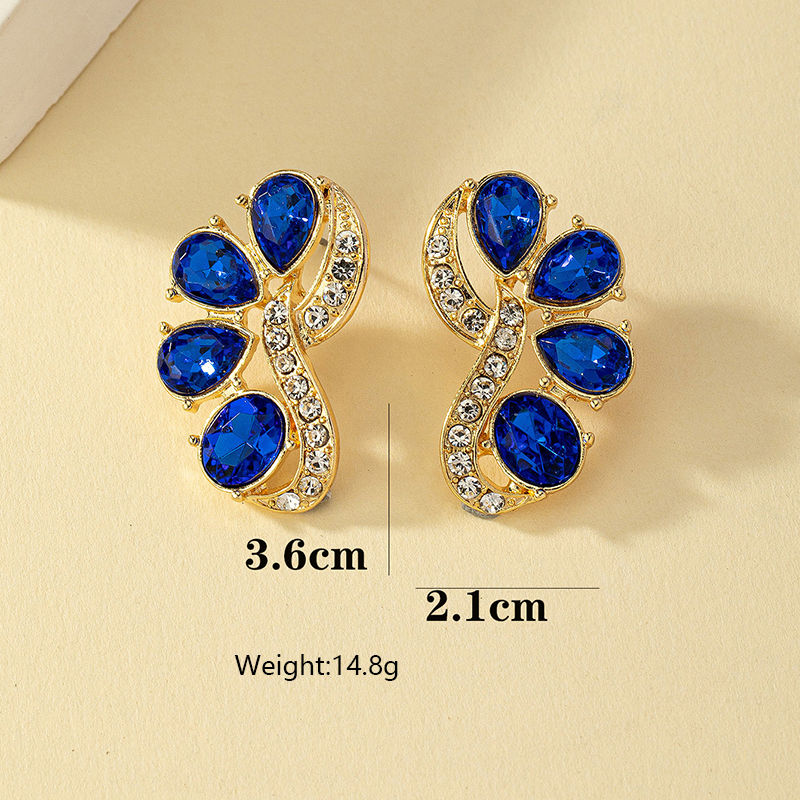 Wholesale Jewelry Retro Luxurious French Style Flower Alloy Ferroalloy Acrylic Glass 14k Gold Plated Plating Inlay Ear Studs display picture 10