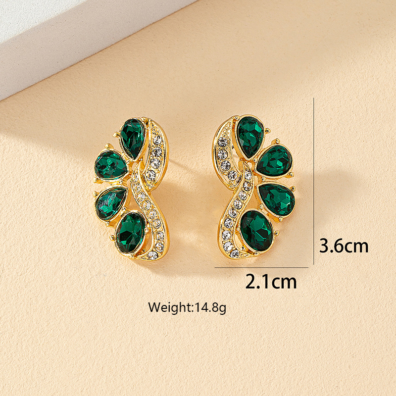Wholesale Jewelry Retro Luxurious French Style Flower Alloy Ferroalloy Acrylic Glass 14k Gold Plated Plating Inlay Ear Studs display picture 9