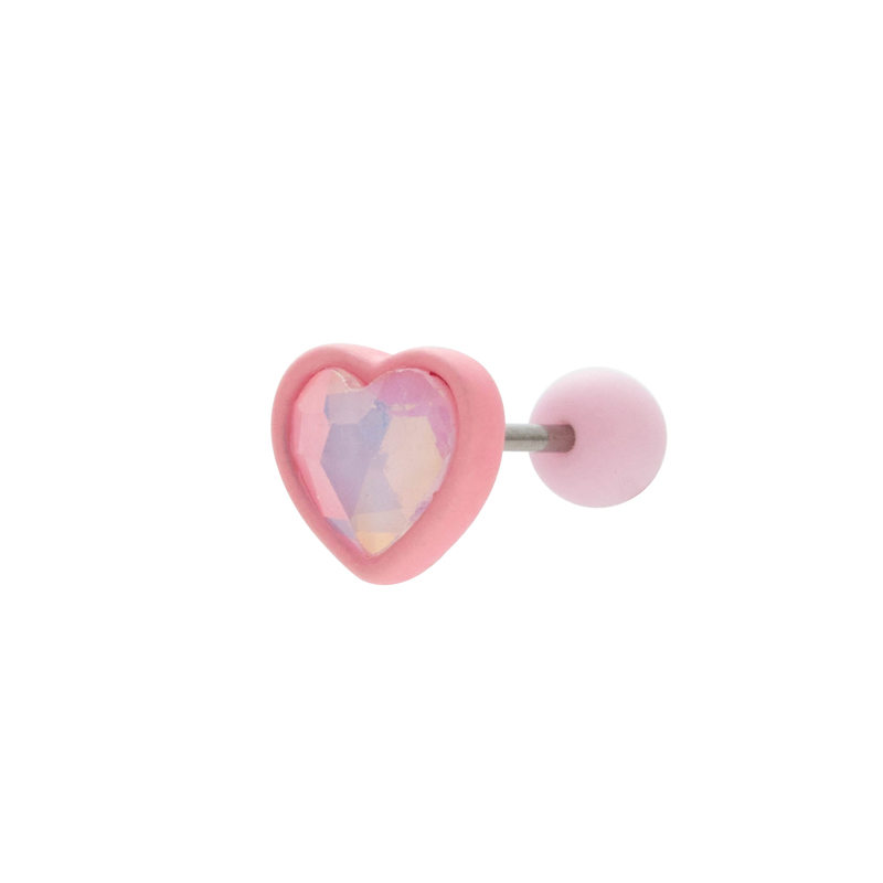1 Piece Ear Cartilage Rings & Studs Sweet Simple Style Heart Shape 316 Stainless Steel  Copper Plating Inlay Zircon display picture 2