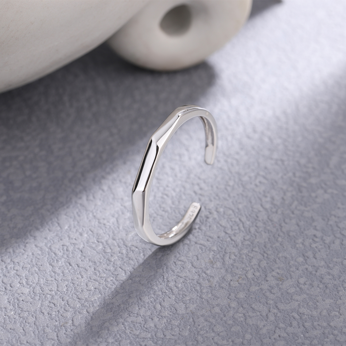 Dame Einfacher Stil Kreis Sterling Silber Überzug Offener Ring display picture 4