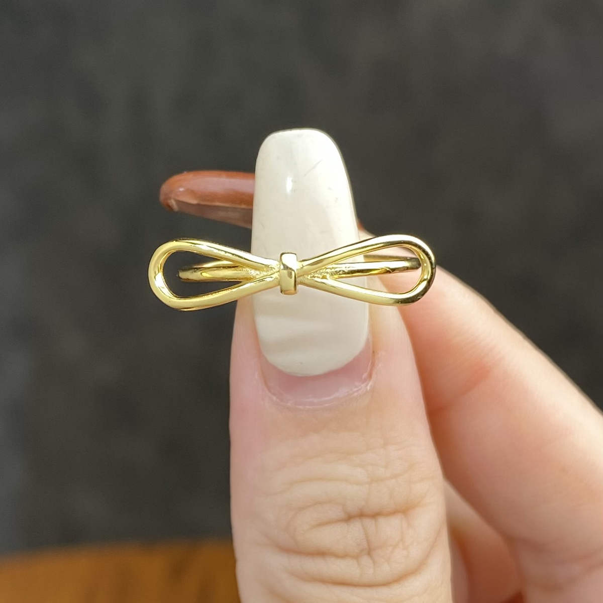 Lady Simple Style Circle Bow Knot Sterling Silver Plating Gold Plated Open Rings display picture 6