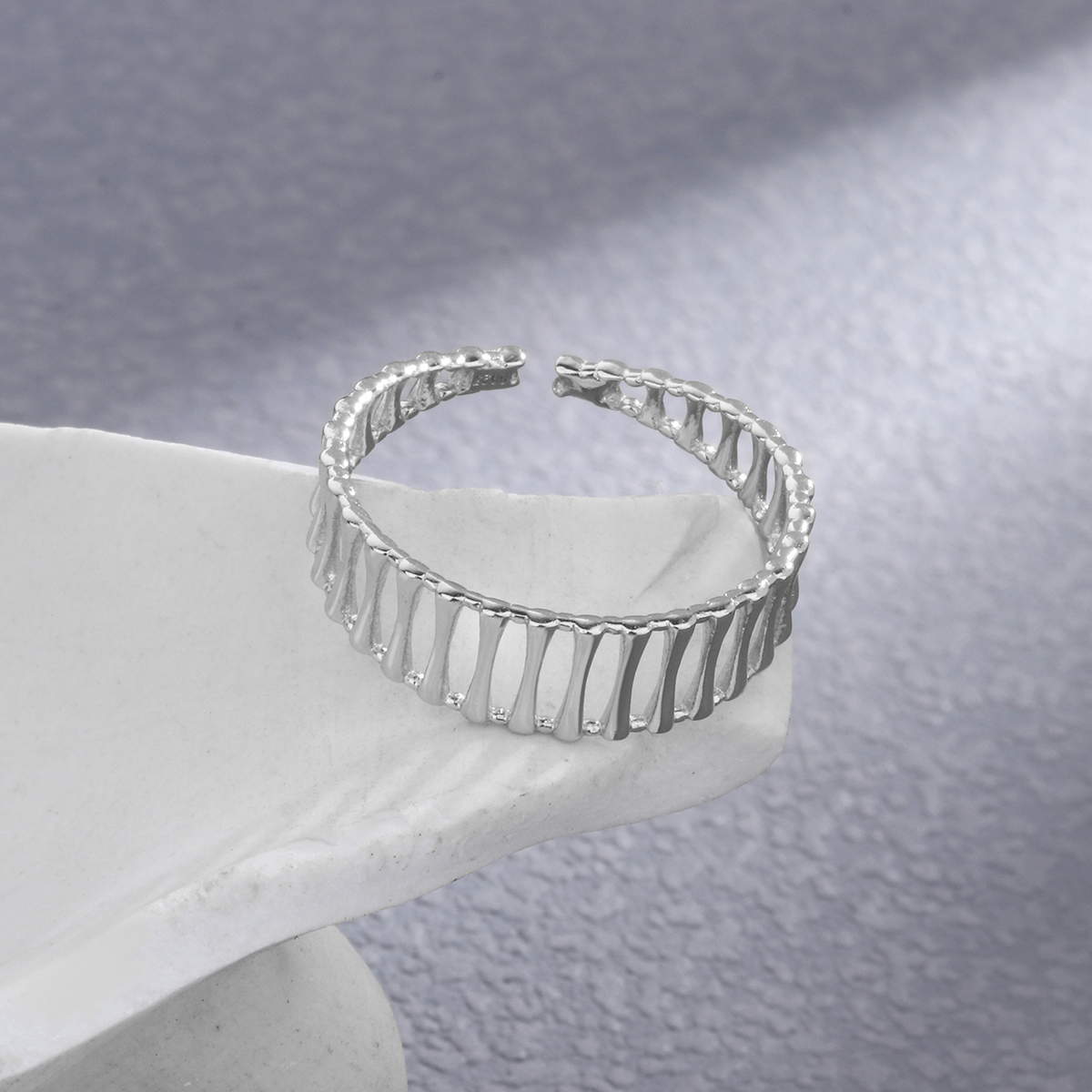 Simple Style Geometric Sterling Silver Plating White Gold Plated Open Rings display picture 2