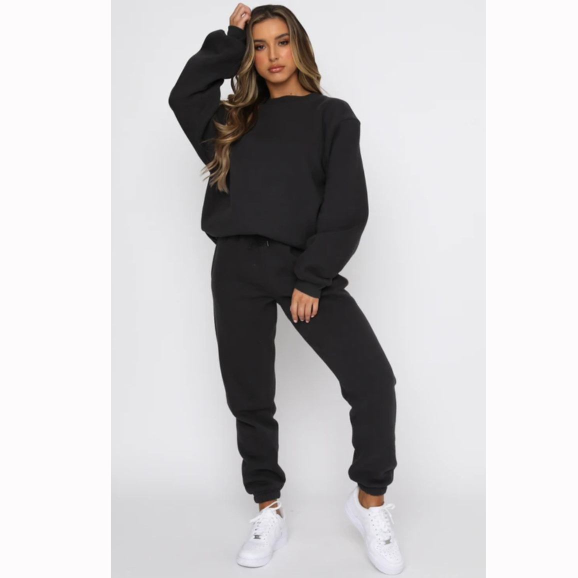 Women's Long Sleeve Women's Hoodies Sets Casual Simple Style Solid Color display picture 4