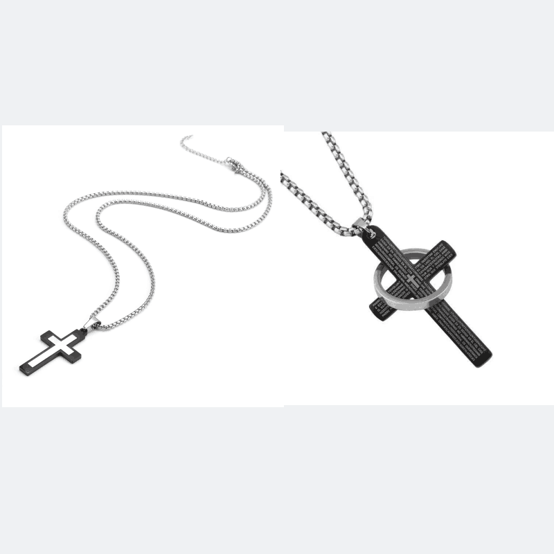 Vintage Style Exaggerated Simple Style Cross Stainless Steel Plating Silver Plated Necklace display picture 1