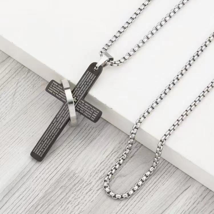 Vintage Style Exaggerated Simple Style Cross Stainless Steel Plating Silver Plated Necklace display picture 5