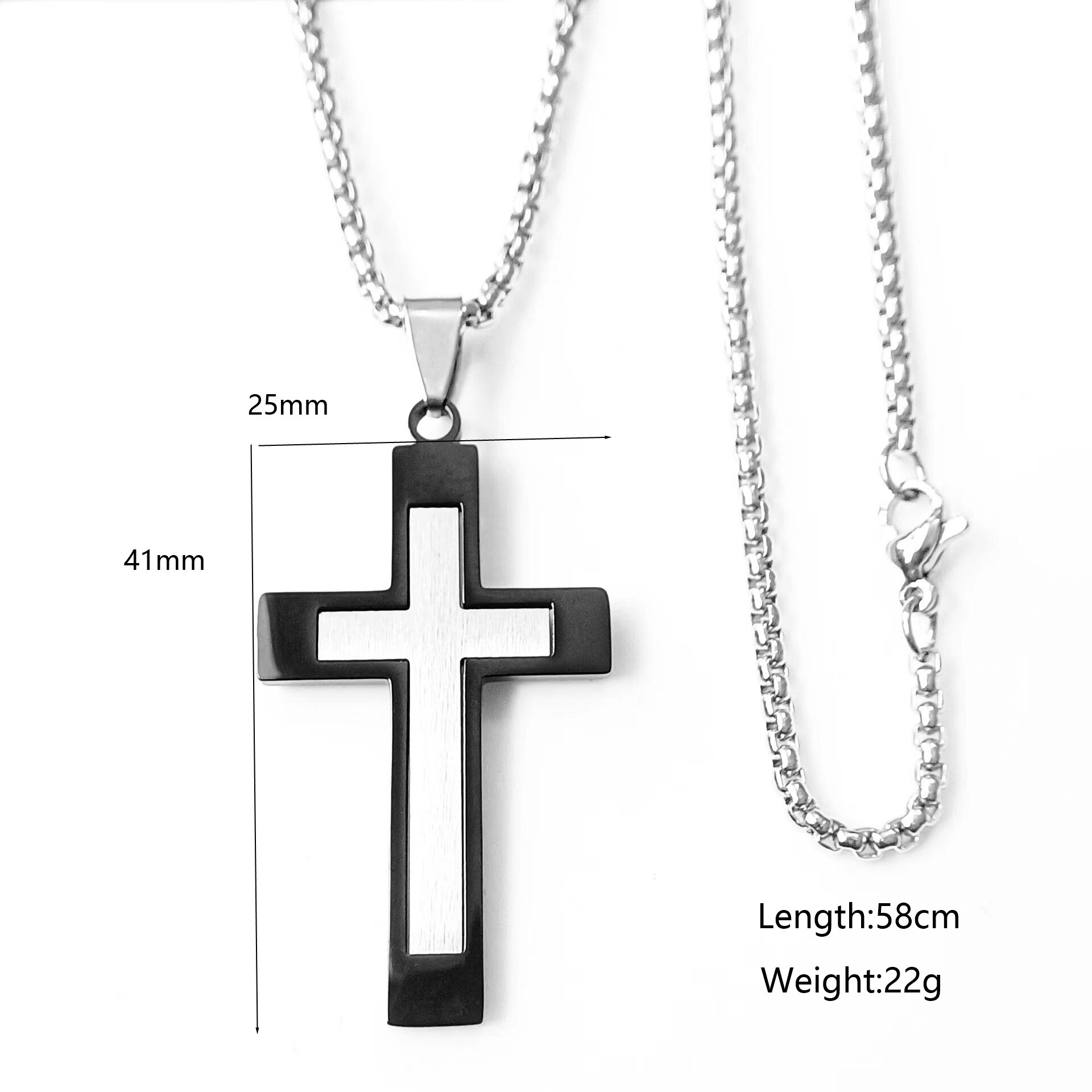 Vintage Style Exaggerated Simple Style Cross Stainless Steel Plating Silver Plated Necklace display picture 9