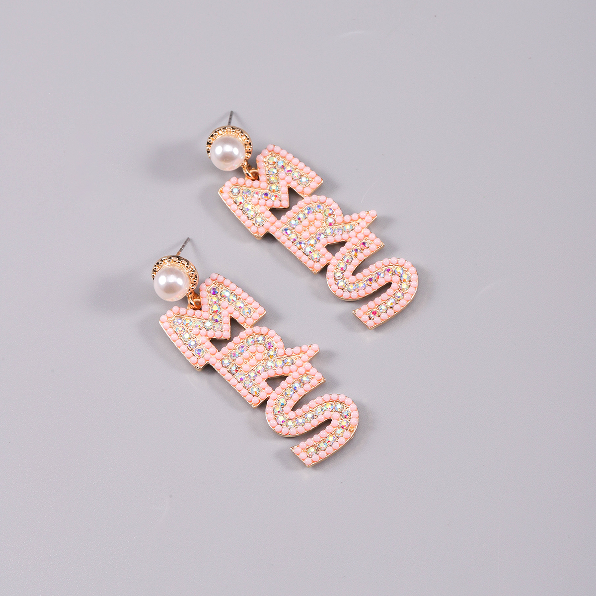 1 Pair Nordic Style Korean Style Letter Plating Inlay Alloy Rhinestones Pearl Beads Gold Plated Drop Earrings display picture 12